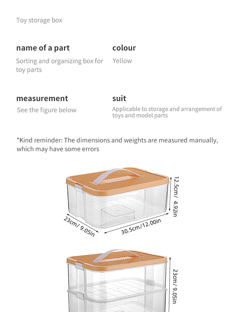 Stackable Building Blocks Toy Storage Box for Kids – Brick-Shaped Plastic Container with Lid – Toy Organizer & Sundries Bin