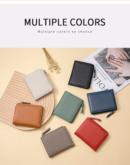 Women’s Genuine Leather Slim Wallet — RFID Blocking Bi-Fold with Card Holder & Coin Pocket