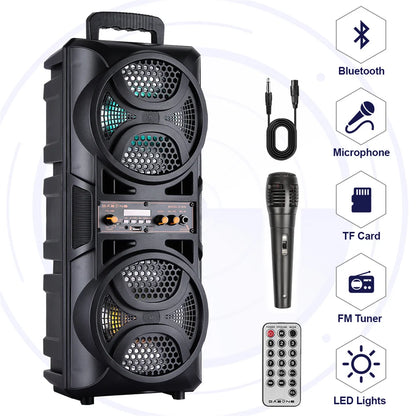 3000W Portable Bluetooth Speaker – Heavy Bass Subwoofer, Party DJ Karaoke, Rechargeable Loud Sound System