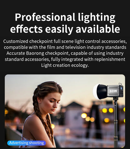 LED Fill Light Handheld COB Photography Light - Dual Color, Gentle Light for Outdoor Shooting, YouTube, TikTok, Vlog with Remote Rocker