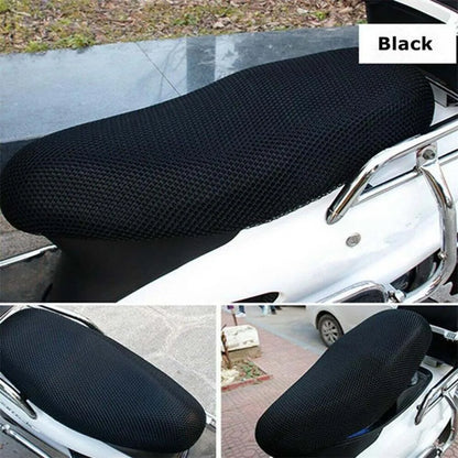 Breathable 3D Mesh Motorcycle Seat Cover Pad - Anti-Slip Cushion for Moped, Motorbike, and Scooter, Black Grid Seat Cover