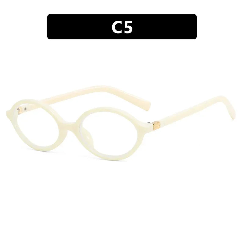 Oval Small Frame Retro Glasses for Women - Korean Plain Style Anti-Blue Light Eyewear, Ladies Optical Spectacles