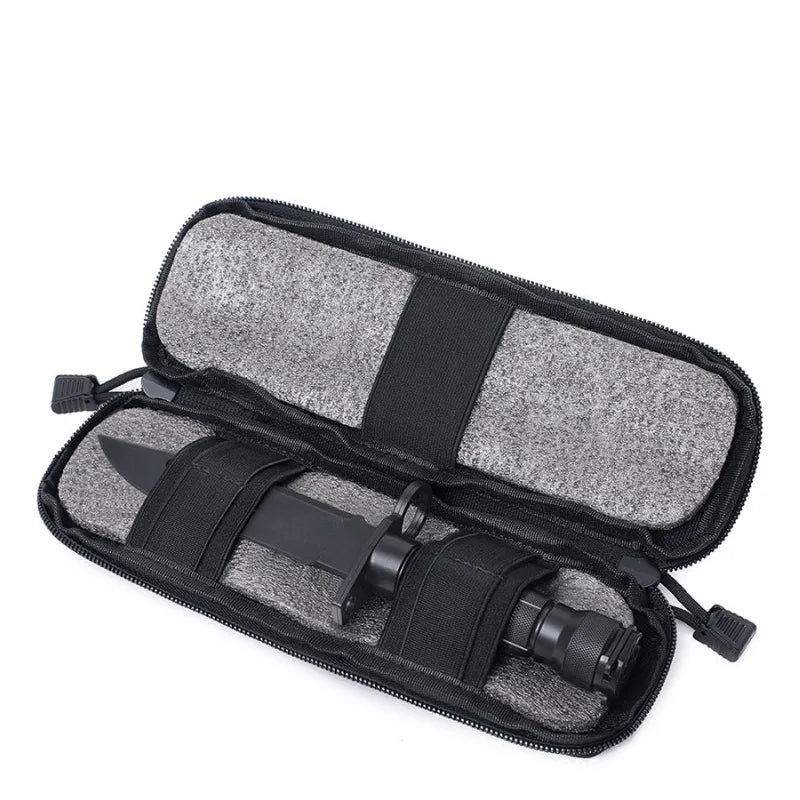 MOLLE Tactical Knife Sheath – EDC Folding Knife Holder Nylon Belt Pouch for Outdoor Survival & Camping Gear