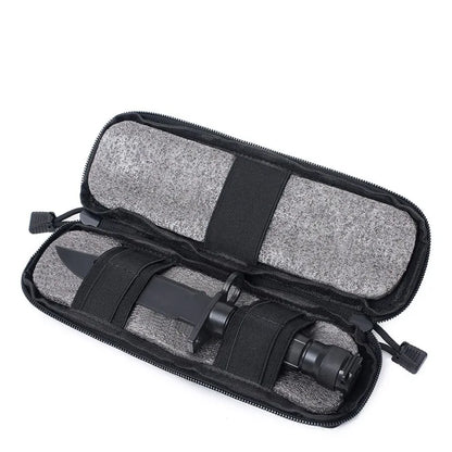 MOLLE Tactical Knife Sheath – EDC Folding Knife Holder Nylon Belt Pouch for Outdoor Survival & Camping Gear