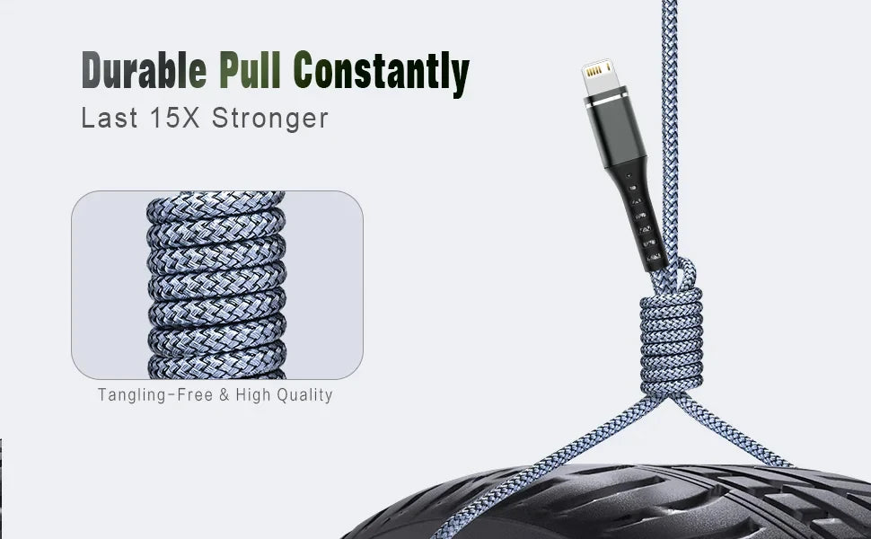 Original Lightning Cable USB – Fast Charging Wire for iPhone 14-6S Plus, X, XR, XS, 13, 12, 11 Pro Max, SE, Nylon Braided Charger Cord