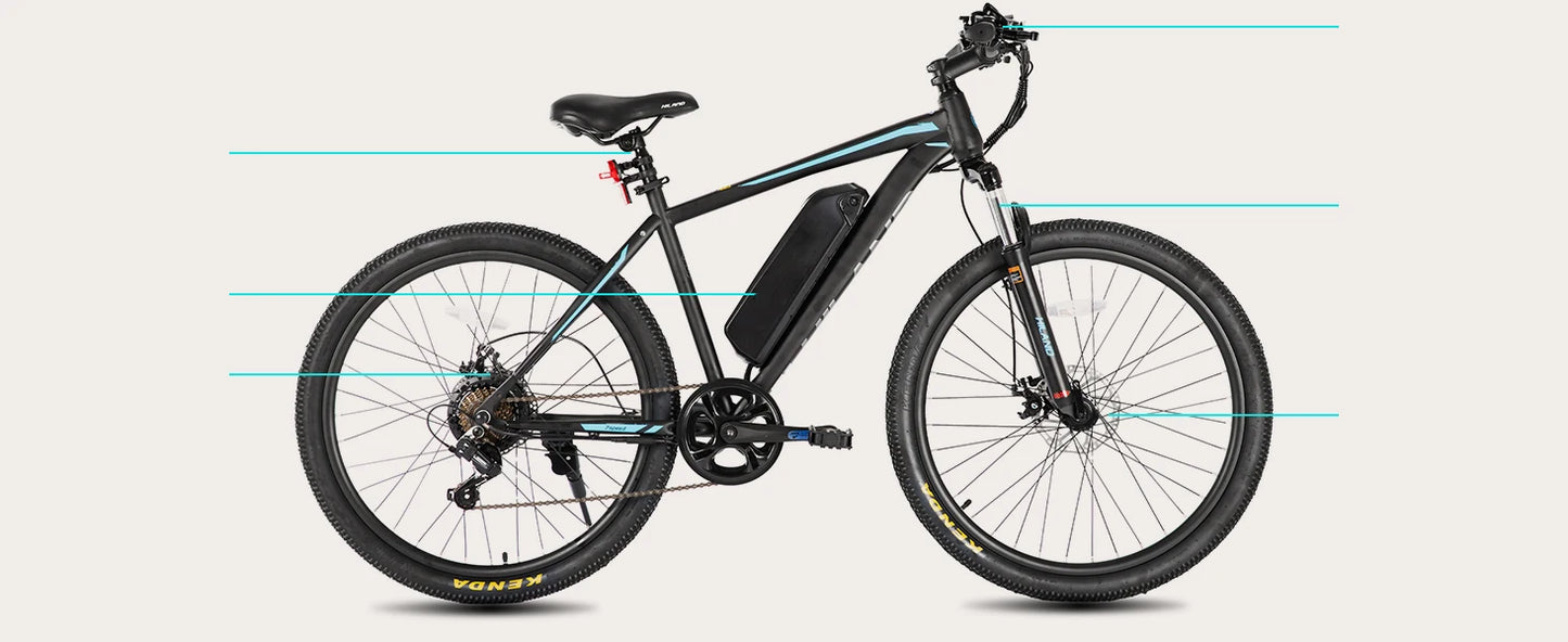 HILAND 26" Electric Mountain Bike for Adults - 500W Motor, 7 Speeds, Removable Battery, 20MPH Ebike
