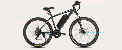 HILAND 26" Electric Mountain Bike for Adults - 500W Motor, 7 Speeds, Removable Battery, 20MPH Ebike