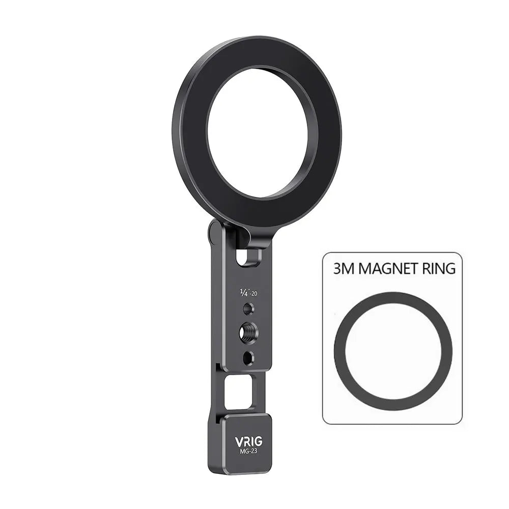 VRIG Magnetic Phone Holder Stand – MagSafe Cold Shoe Tripod Mount with 1/4” Screw for iPhone & Android, Desktop Vlog & Live Streaming