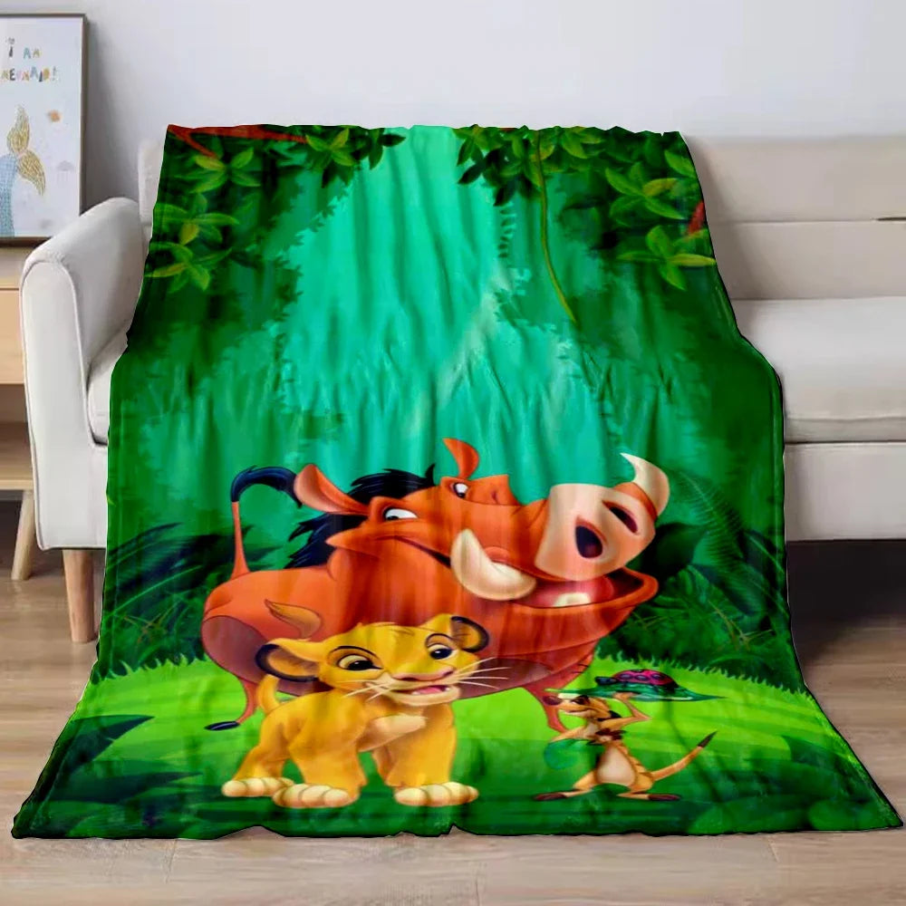 Lion King Simba Cartoon Flannel Blanket – Soft Cozy Throw for Sofa, Bed, Car, Camping, Travel & Kids Gift
