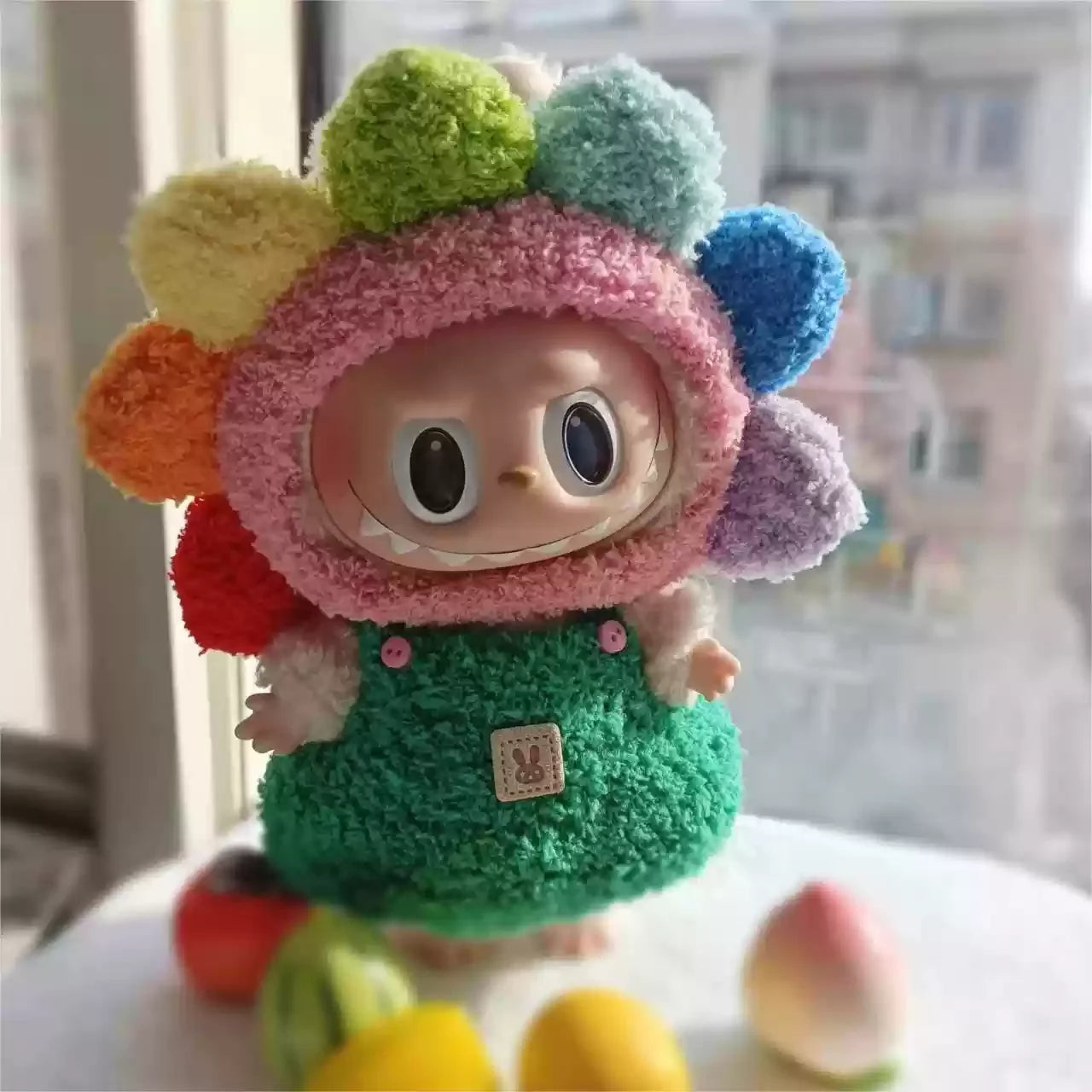 Labubu 17cm Heartbeat Macaron Monkey Toy – Stand-Up Dress-Up Jacket & Pants Suit