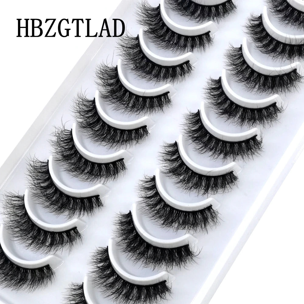 HBZGTLAD 10 Pairs 3D Faux Mink False Eyelashes – Natural Long Look Short Mink Lash Extensions for Makeup & Beauty
