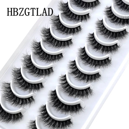 HBZGTLAD 10 Pairs 3D Faux Mink False Eyelashes – Natural Long Look Short Mink Lash Extensions for Makeup & Beauty
