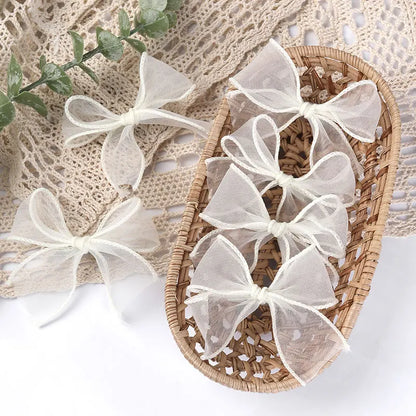 6Pcs White Lace Bow Hair Clips for Baby Girls – Lovely Bowknot Hairpins, Barrettes, Kids Hairgrips, Korean Headwear Accessories
