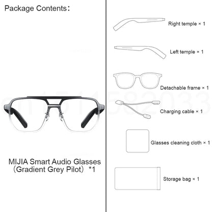 XIAOMI MIJIA Smart Audio Glasses Joyful Edition — Bluetooth 5.2, Detachable Headset, Long Standby, 2h Fast Charge, Anti-Leakage Sound