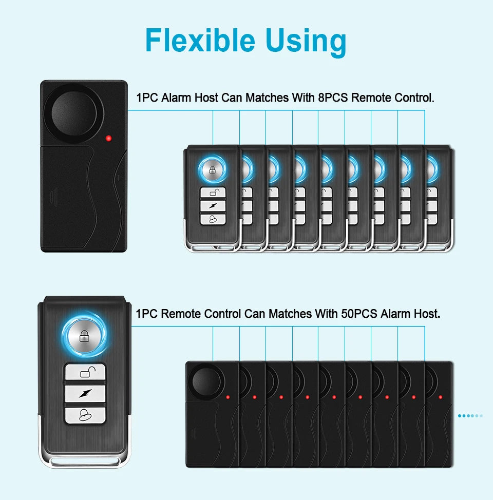 Awapow Wireless 110dB Vibration Bike Alarm with Remote Anti-Theft Home & Window Security