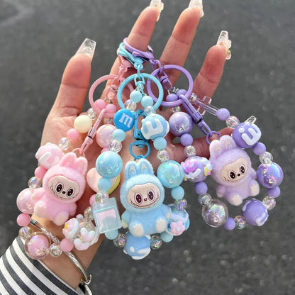 Labubu Keychain — Creative Resin Bead Cartoon Pendant for Backpack, DIY Couple & Kids Gifts