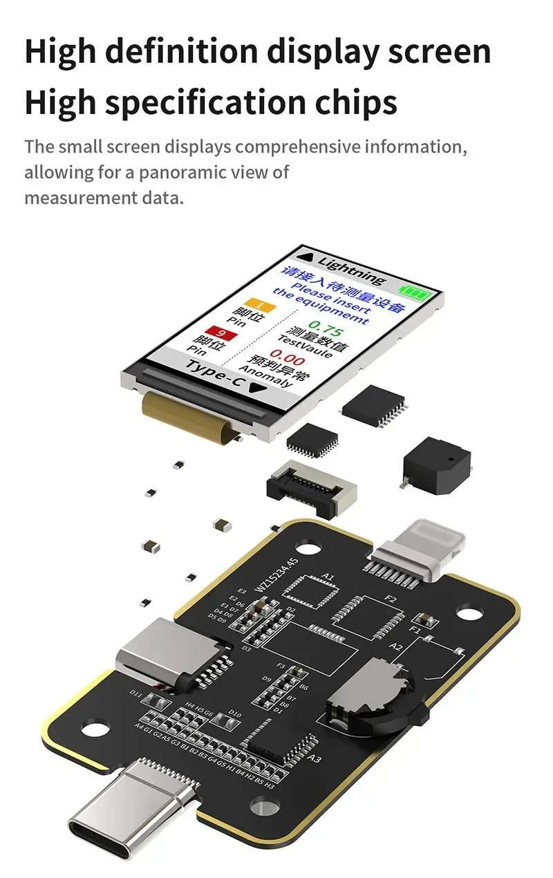 MECHANIC T-824 SE Tail Insertion Tester – Type-C & Lightning Interface Detector for Phone Repair Tools