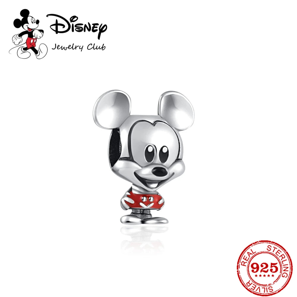 New 925 Sterling Silver Mickey Minnie Vinnie Charm – Beaded Fit for Original Pendant Bracelet, DIY Ladies Jewelry