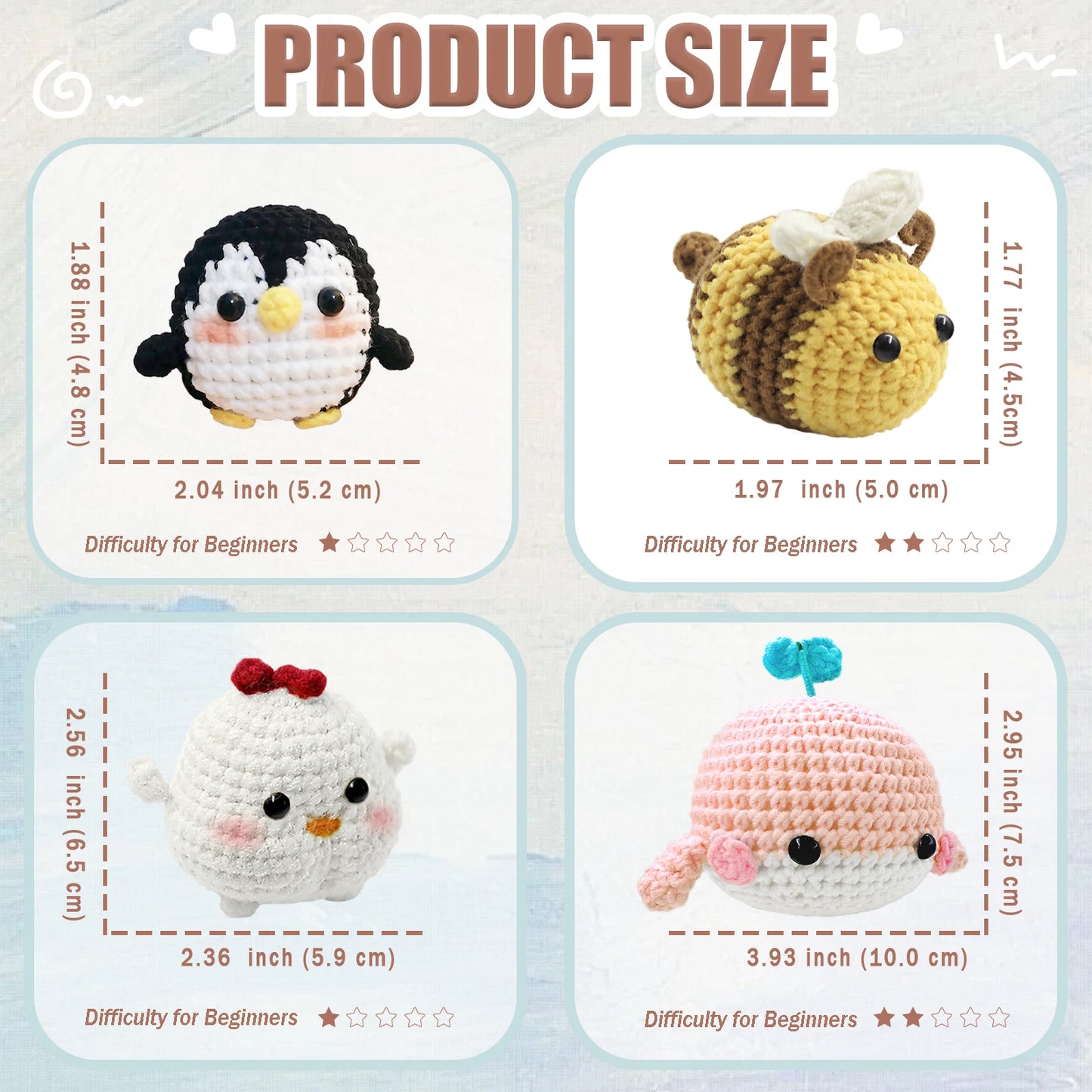 Animal Crochet Kit for Beginners - DIY Starter Set with Step-by-Step Knitting & Craft Supplies