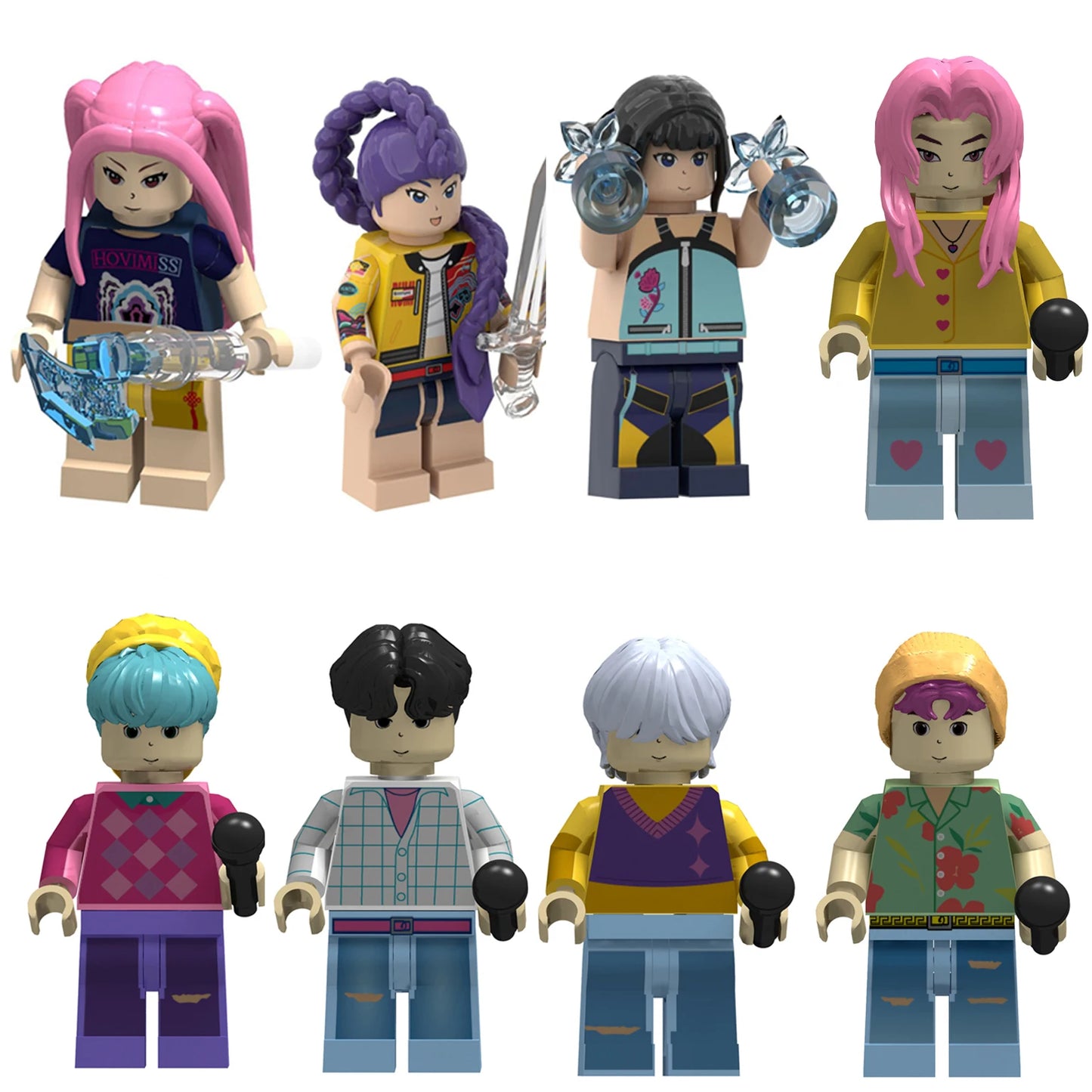 KPOP Demon Hunters Cartoon Doll Building Blocks – Kawaii Mini Action Figure Head Assembly Toy, Educational Gift for Kids