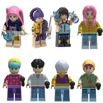 KPOP Demon Hunters Cartoon Doll Building Blocks – Kawaii Mini Action Figure Head Assembly Toy, Educational Gift for Kids