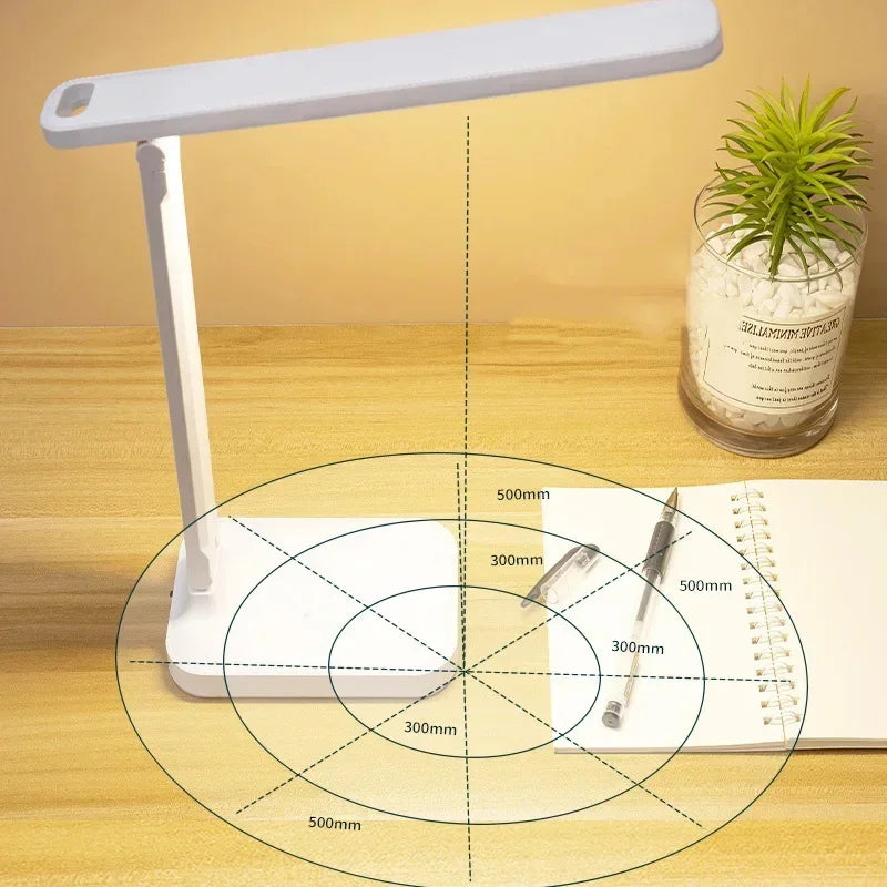 Folding LED Desk Lamp – Touch Dimmable Eye Protection Night Light for Bedroom, Bedside & Study with USB Plug-in