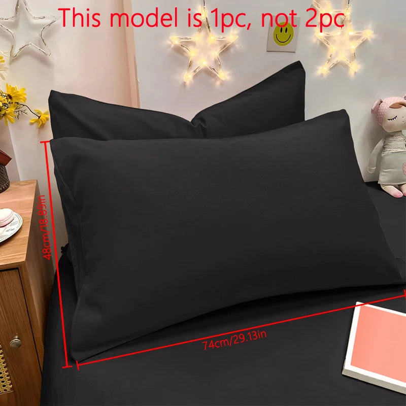 Matte Solid Color Pillowcase - Soft Pocket Sealed Bedroom Bedding Cover