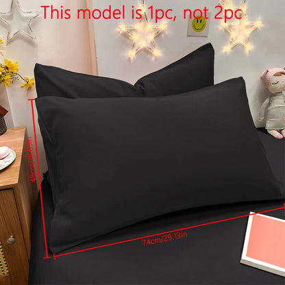 Matte Solid Color Pillowcase - Soft Pocket Sealed Bedroom Bedding Cover