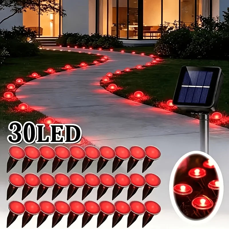 30 LED Solar Path Lights - IP54 Waterproof Multicolor Outdoor Marker Lights for Garden, Walkway & Patio Decor