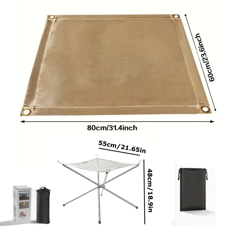 Outdoor Camping & BBQ Fire Protection Mat – High-Temperature Iron Fire Retardant Carpet for Picnic, Barbecue & Indoor Use