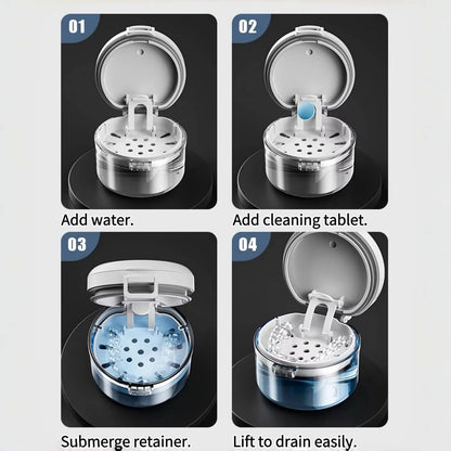 Clear Denture Case – Large Denture Bath Box with Strainer for Storage & Travel, Mouth Guard Cleaning Container