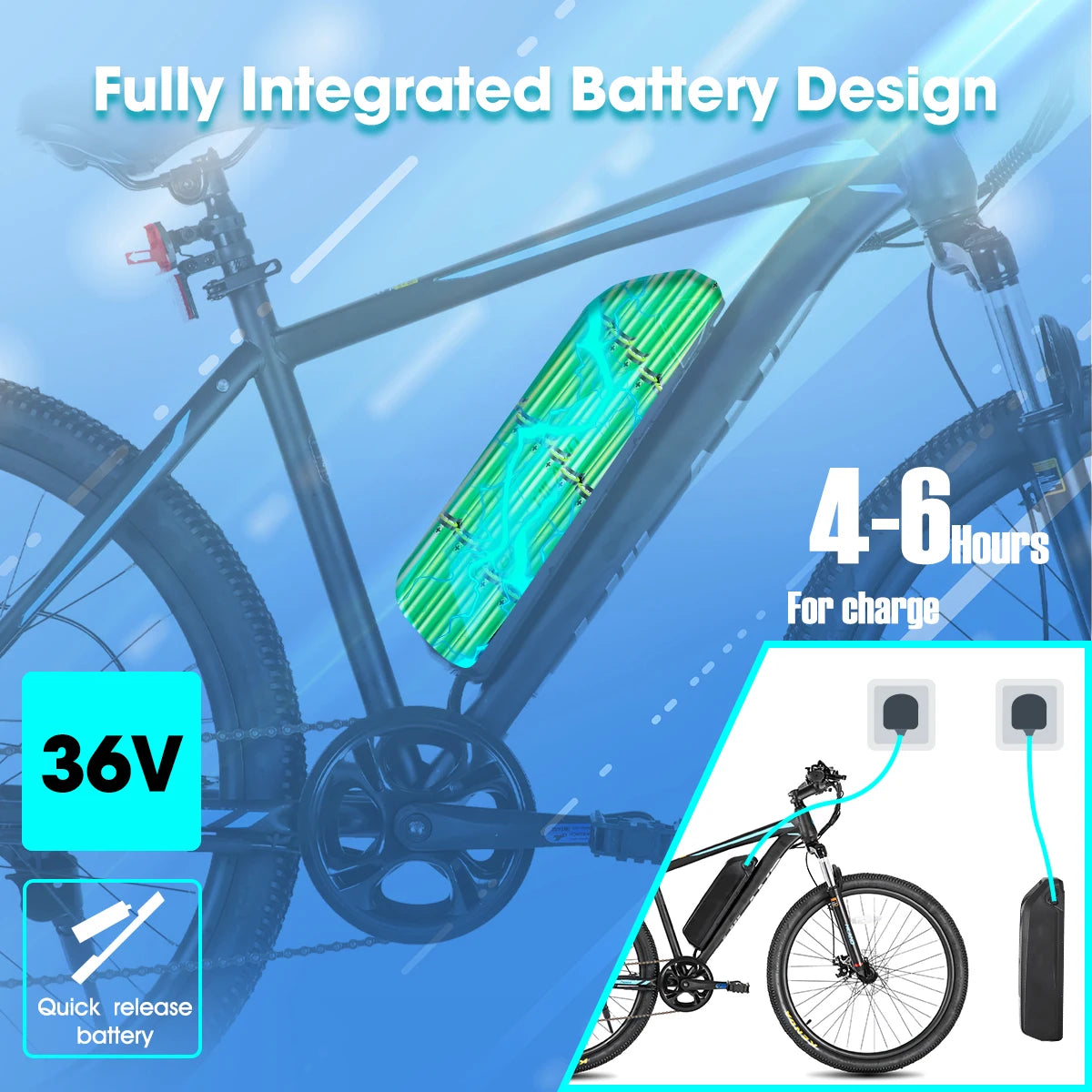 HILAND 26" Electric Mountain Bike for Adults - 500W Motor, 7 Speeds, Removable Battery, 20MPH Ebike