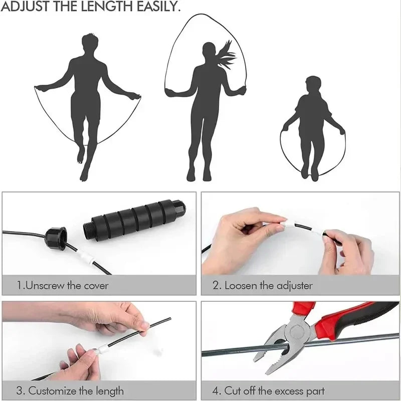 Adjustable Tangle-Free Speed Jump Rope - Ball Bearing Skipping Rope with Foam Handles for Home Workouts, Fitness & Cardio