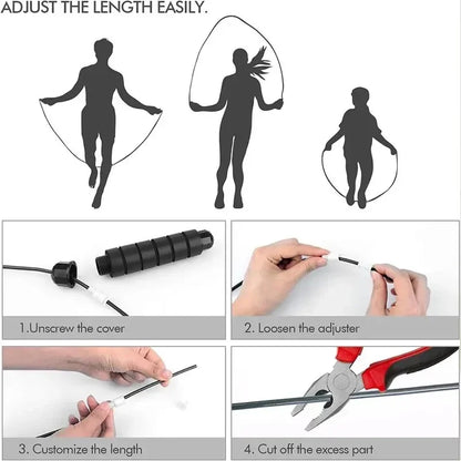 Adjustable Tangle-Free Speed Jump Rope - Ball Bearing Skipping Rope with Foam Handles for Home Workouts, Fitness & Cardio