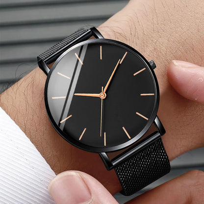 Men’s Ultra-Thin Quartz Watch – Fashion Business Stainless Steel Mesh Band Wristwatch