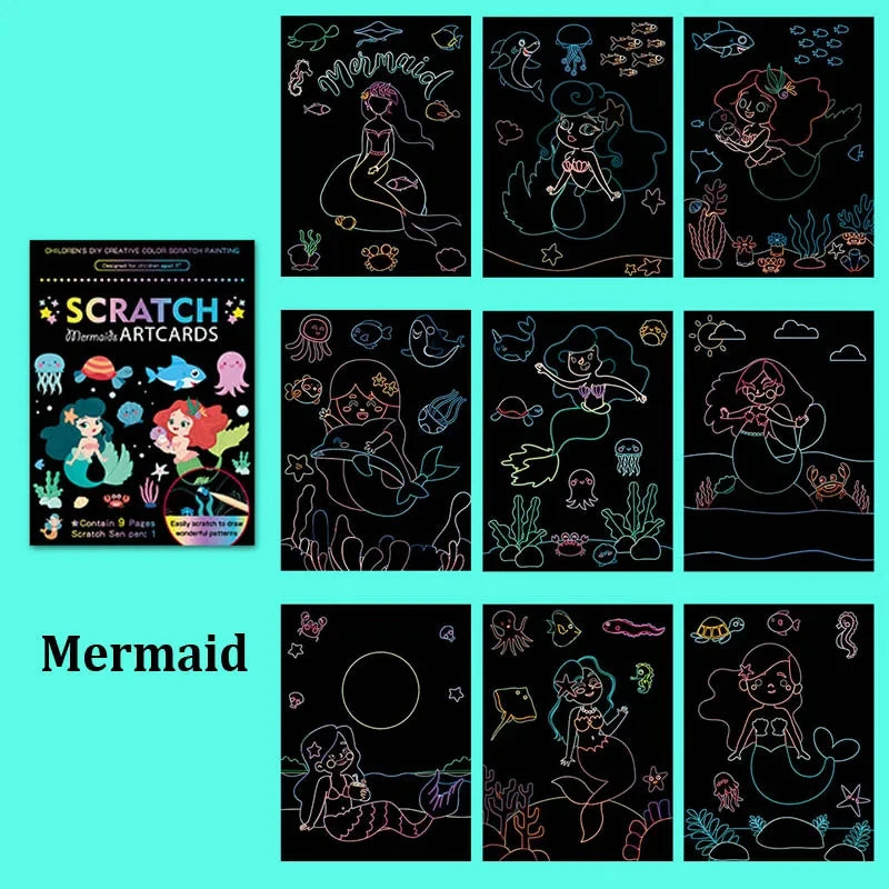 Children’s Scratch Painting Set – Colorful Cartoon DIY Drawing Toy for Early Education & Birthday Gifts