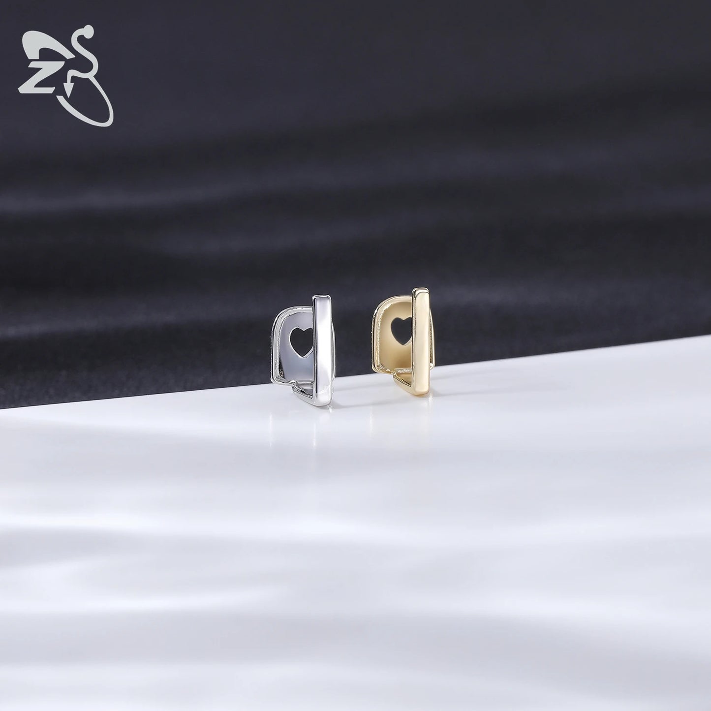 ZS Hip Hop Grillz – Silver/Gold Plated CZ Crystal Cross & Rose Star Tooth Cap, Top & Bottom Set