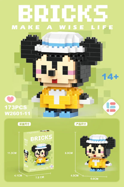 Stitch, Sanrio, and Mickey Mouse Cartoon Dolls - Micro-Particle Building Block Toys Compatible with Children's Gifts