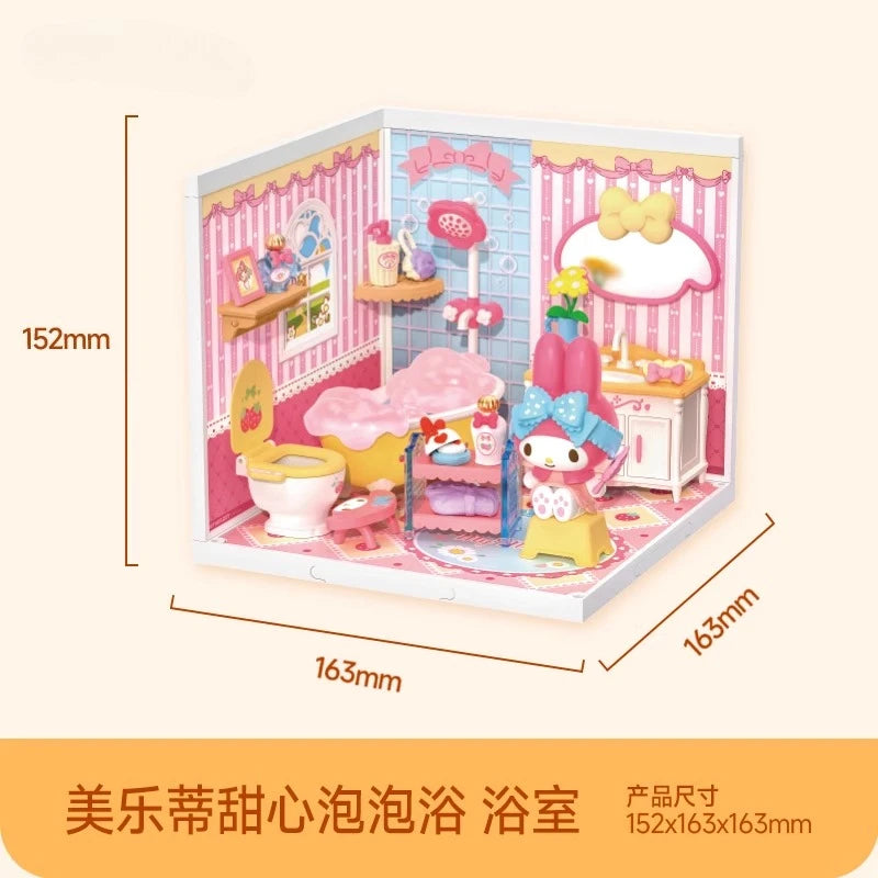 Sanrio Building Block Set Kuromi My Melody Cartoon Room Assembly Model Toy Collection Decorative Gift for Kids & Fans