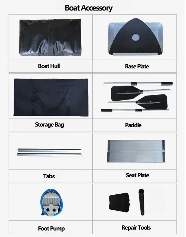 1.2mm Thickened PVC Assault Boats – V-Shape Keel Inflatable Fishing Boat Set with Alloy Bottoms (230-380cm)