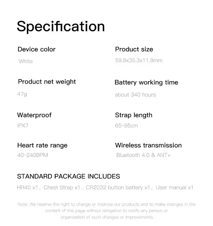 HR40 Dual Frequency ANT+ Bluetooth Heart Rate Monitor Belt – Fitness Running Speedometer for Bike Computer