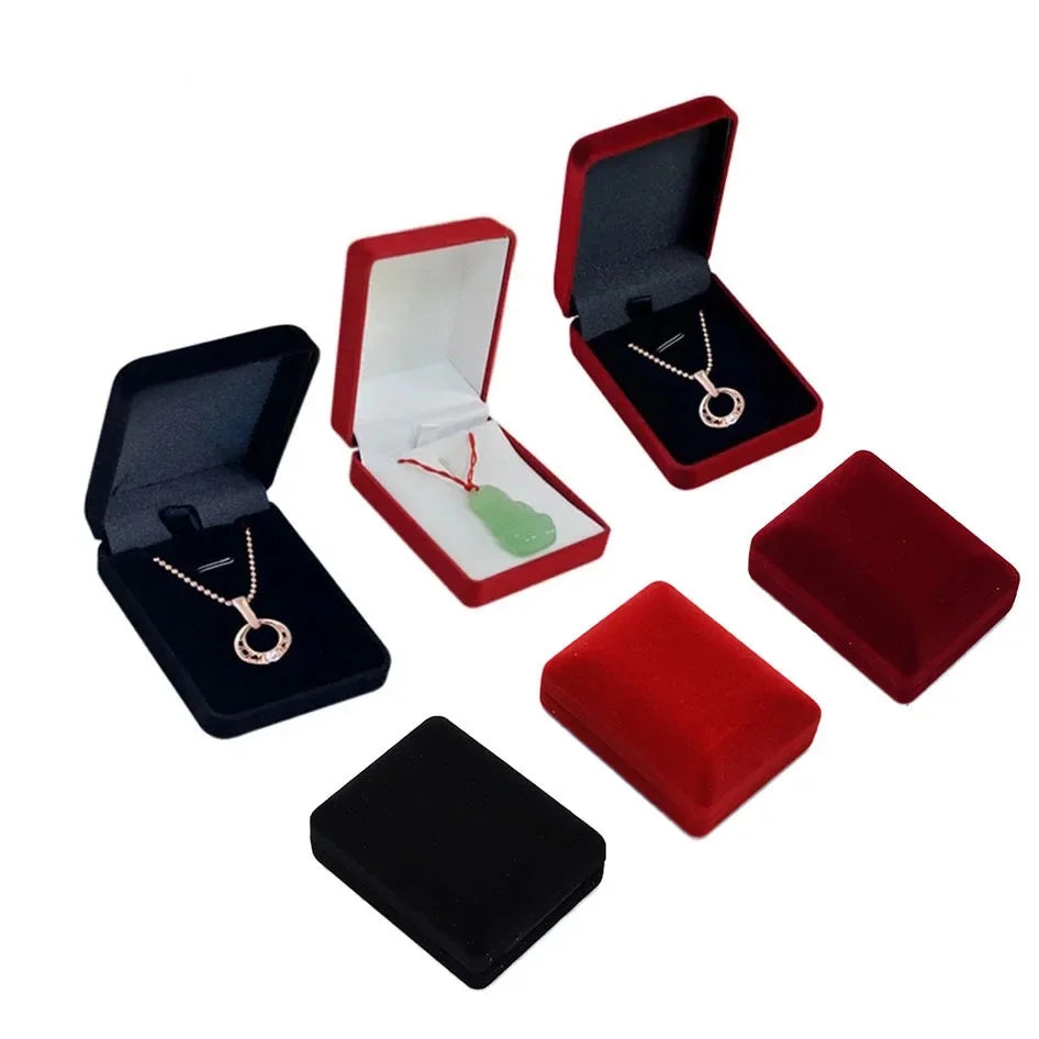 Velvet Necklace & Pendant Box — Jewelry Organizer and Gift Storage Container for Trinkets