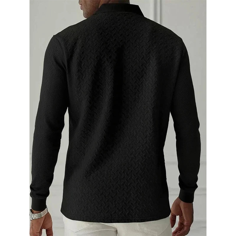 Men’s Long Sleeve Polo Shirt - High Quality Business Casual T-Shirt for Office and Fashion Style
