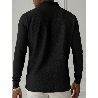 Men’s Long Sleeve Polo Shirt - High Quality Business Casual T-Shirt for Office and Fashion Style