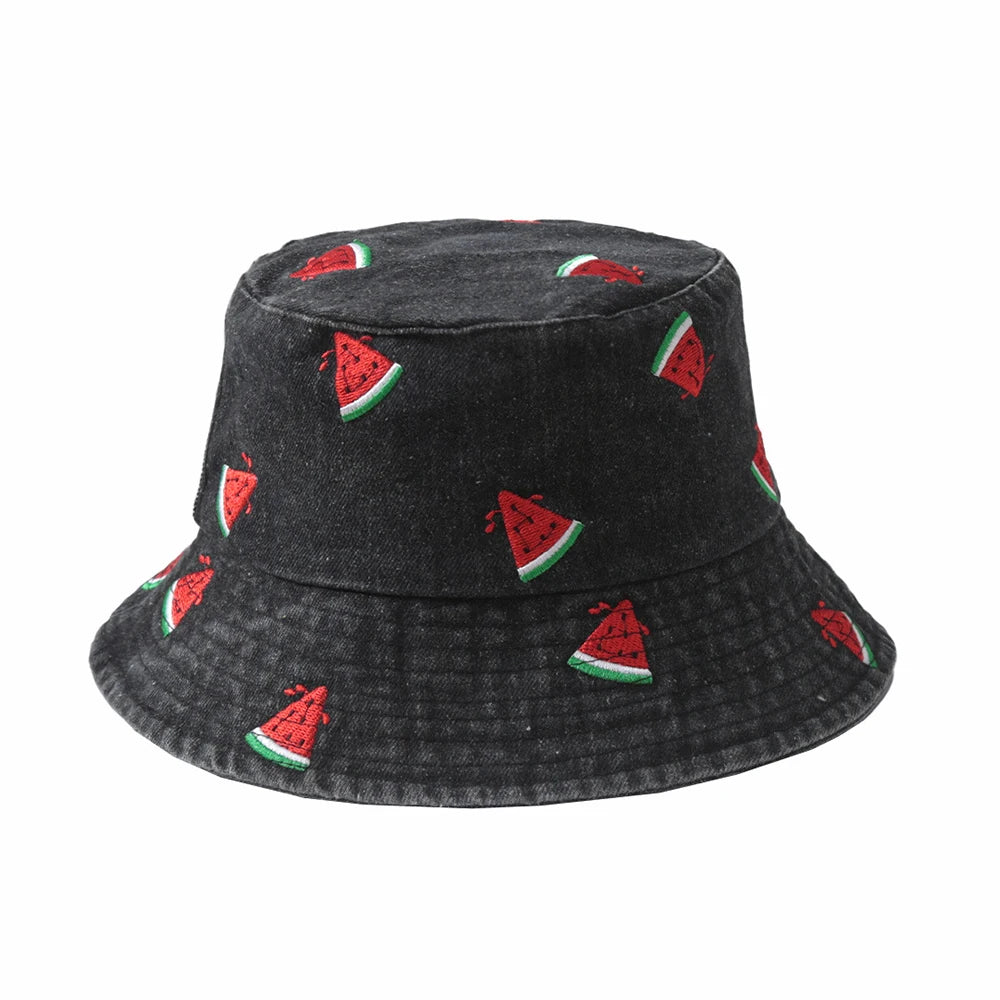 Embroidered Denim Bucket Hat – Summer Beach Fisherman Sun Hat for Men & Women | Cute Travel Cotton Sun Protection Cap, Wholesale Style
