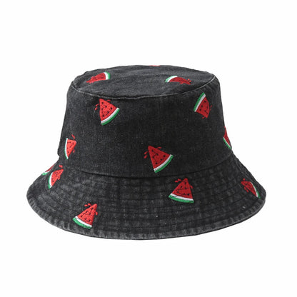 Embroidered Denim Bucket Hat – Summer Beach Fisherman Sun Hat for Men & Women | Cute Travel Cotton Sun Protection Cap, Wholesale Style