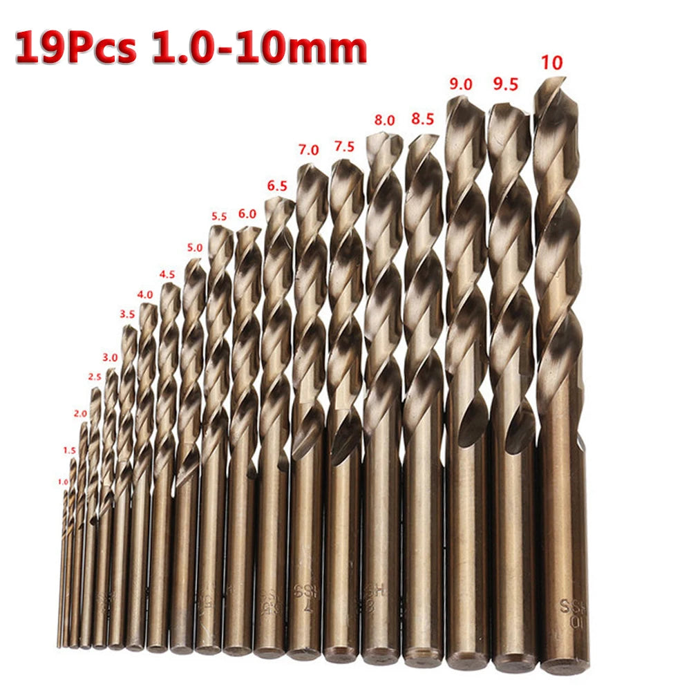 M35 Cobalt Twist Drill Bit Set – HSS-Co Straight Shank Metal Drill Kit for Stainless Steel, Iron & Woodworking Use