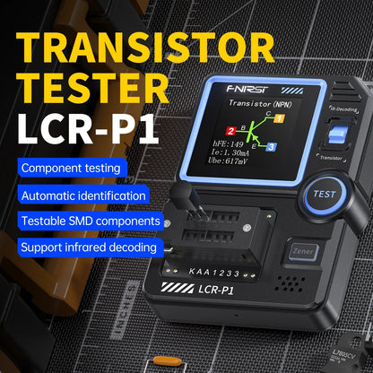 LCR-P1 Transistor Tester — Multifunction Diode, Triode, Capacitance & Resistance Meter for NPN, PNP, MOSFET, IR, LCR, ESR Testing