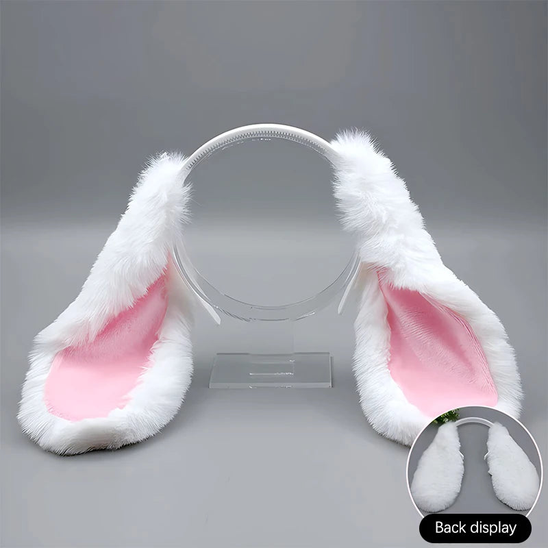 Cute Bunny Ears Headband - Plush Rabbit Hair Hoop Cosplay Accessory for Adults & Parties