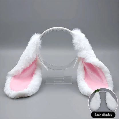 Cute Bunny Ears Headband - Plush Rabbit Hair Hoop Cosplay Accessory for Adults & Parties